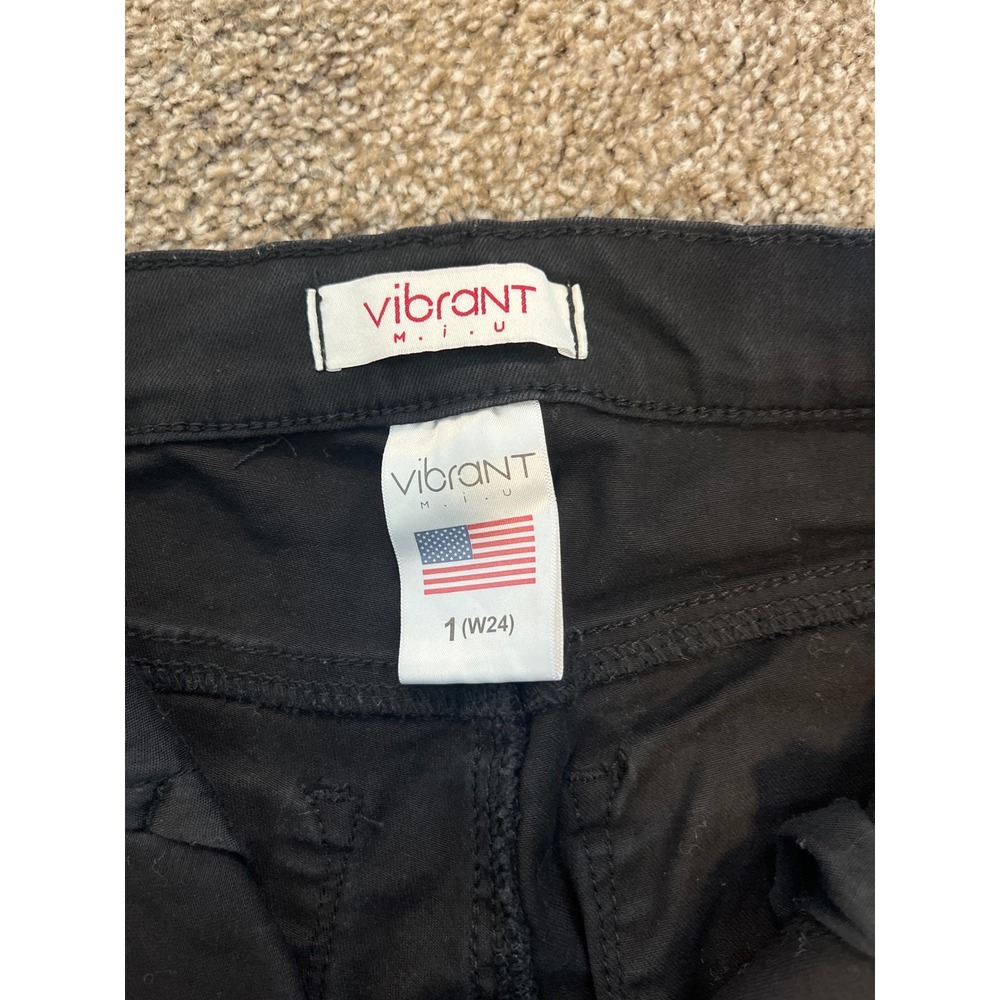 VIBRANT MIU Black Flare Leg Split Hem Jeans Size 1 Womens